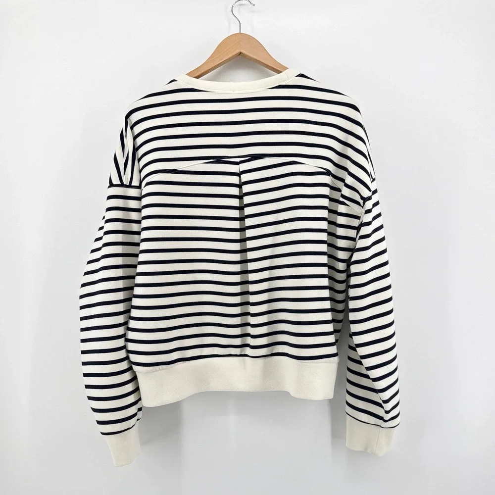 Spanx AirEssentials Crew Neck Sweatshirt Black Stripe Cream Size XL 50347R - Picture 5 of 11